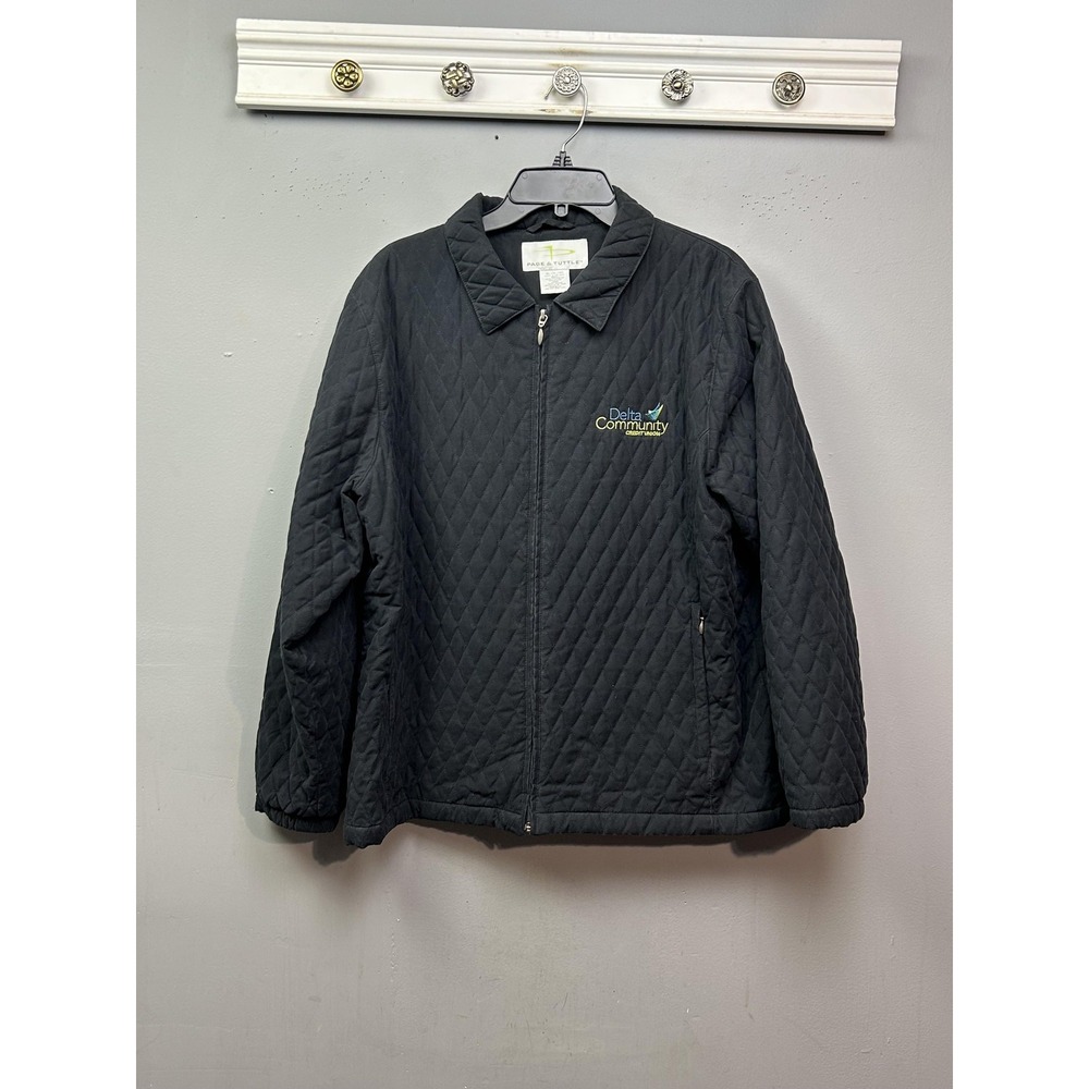 Page & Tuttle Jacket Womens‎ XL Black Quilted Zip Delta Community Credit Union